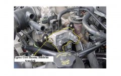 Egzoz geri basınç bildirim sensörünün motor üzerindeki yeri
